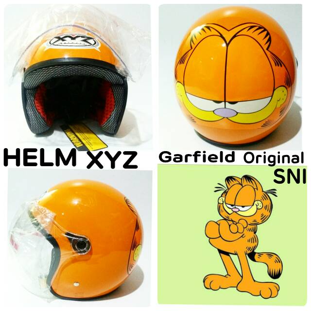 Helm XYZ karakter kartun lucu Garfield Kuning helm original SNI With Kaca helm terbaru dan termurah