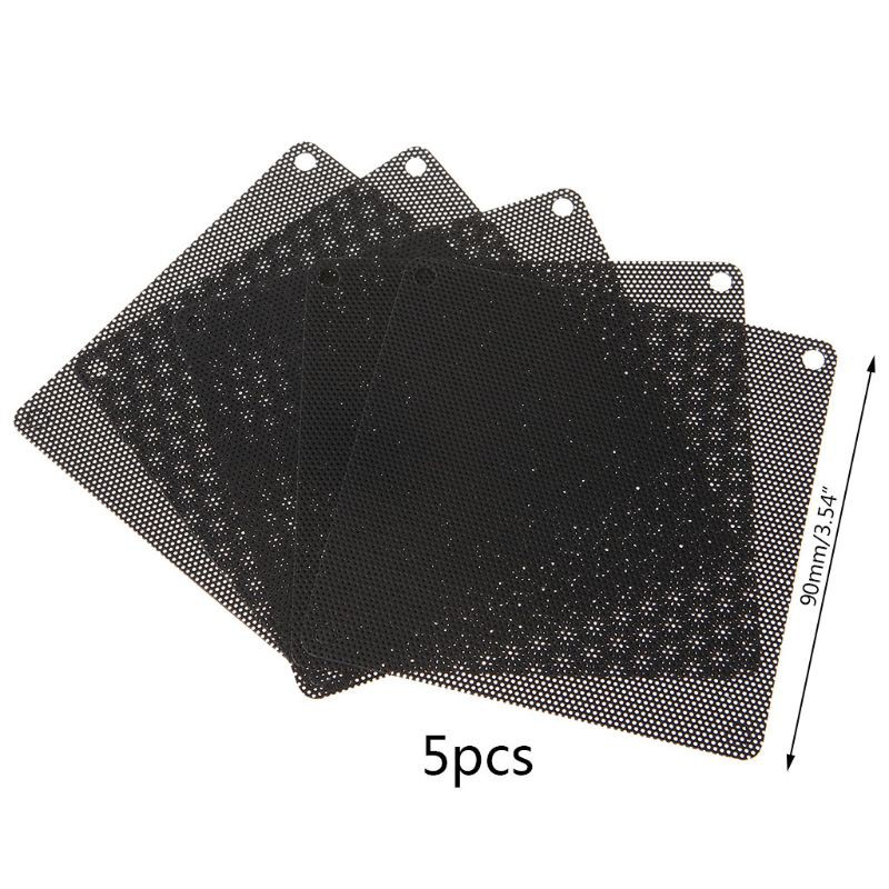 5pcs Filter Mesh Pvc Anti Debu 90mm Bisa Dipotong Warna Hitam Untuk Kipas Angin Komputer Pc