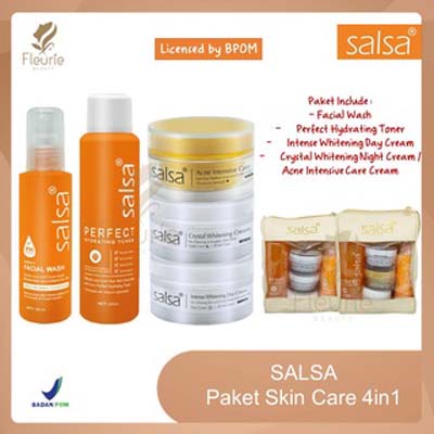 [PAKET 4IN1] [BPOM] Paket Salsa Skincare Intense Whitening Glowing Pemutih wajah &amp; Anti Acne Series