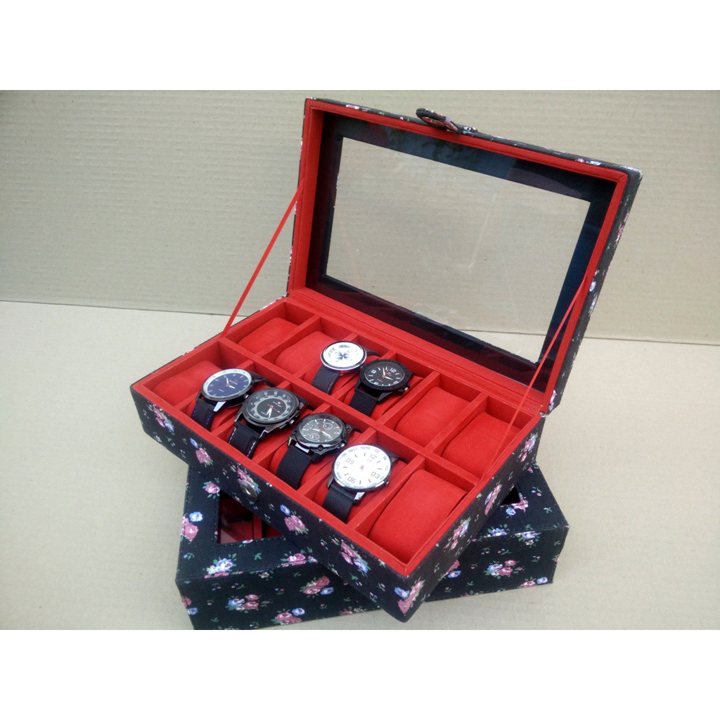 Kotak Jam Tangan MOTIF isi 12 atau Box Tempat Jam Original Murah