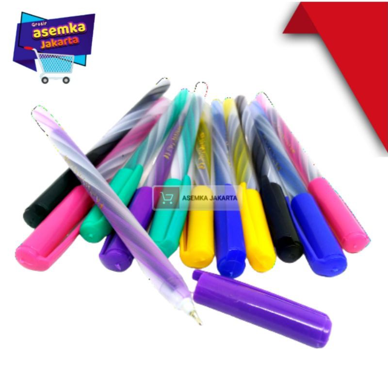 Ballpoint Pulpen pena bolpen lilin belang ulir bolpenku kingsman nevada Gajah mada grosir 12pcs