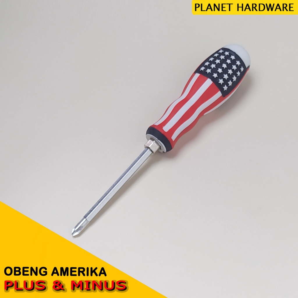 Obeng Amerika Bolak Balik Mata Plus Minus Panjang 20 Cm COD Bayar Di Tempat