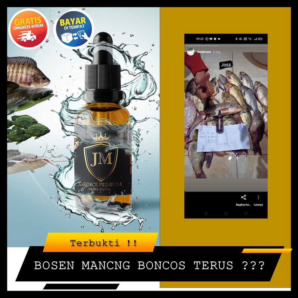 

Essence *JM PREMIUM* UNTUK SEMUA JENIS IKAN AIR TAWAR DAN AIR SUNGAI..