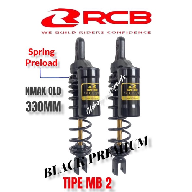 Shok Rcb Shokbreker belakang Rcb tabung atas Nmax old black premium series 330mm original Rcb Ypie M