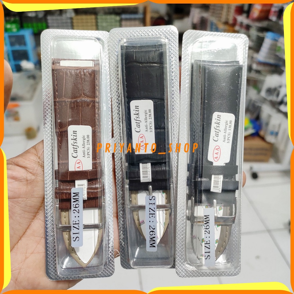 TALI JAM TANGAN KULIT LEATHERS PRIA 26MM MODEL TIMEKING MOTIF BAGUS