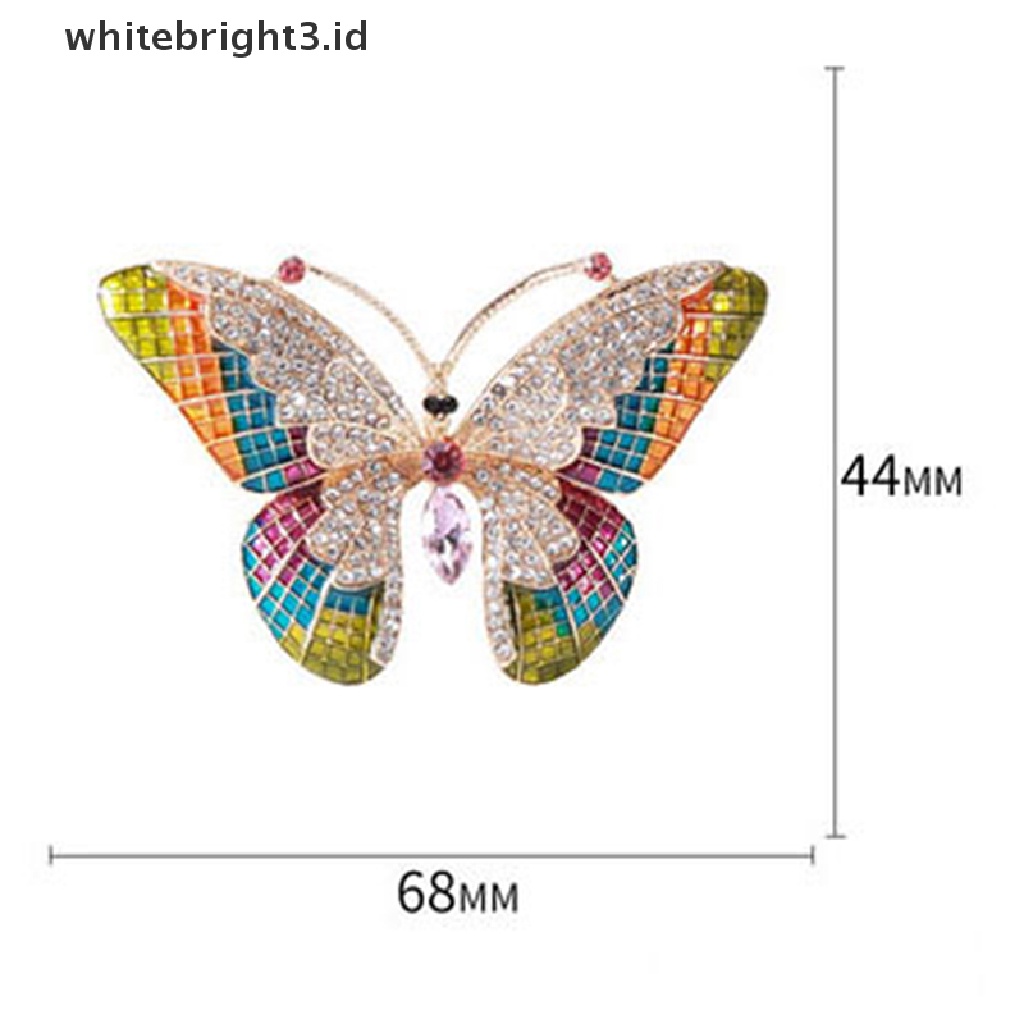 (whitebright3.id) Bros / Pin Desain Kupu-Kupu Enamel Hias Berlian Imitasi Untuk Wanita