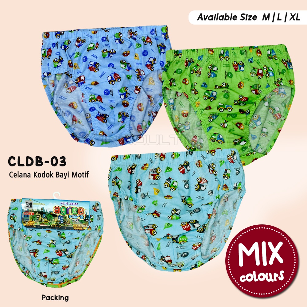 3Pcs Celana Dalam Bayi Anak Bayi Balita Cowok (M, L, XL)  SNI Celana Dalam Motif Celana CD anak bayi balita Laki-Laki Celana Dalam Anak-Anak Motif Karakter CLDB-03