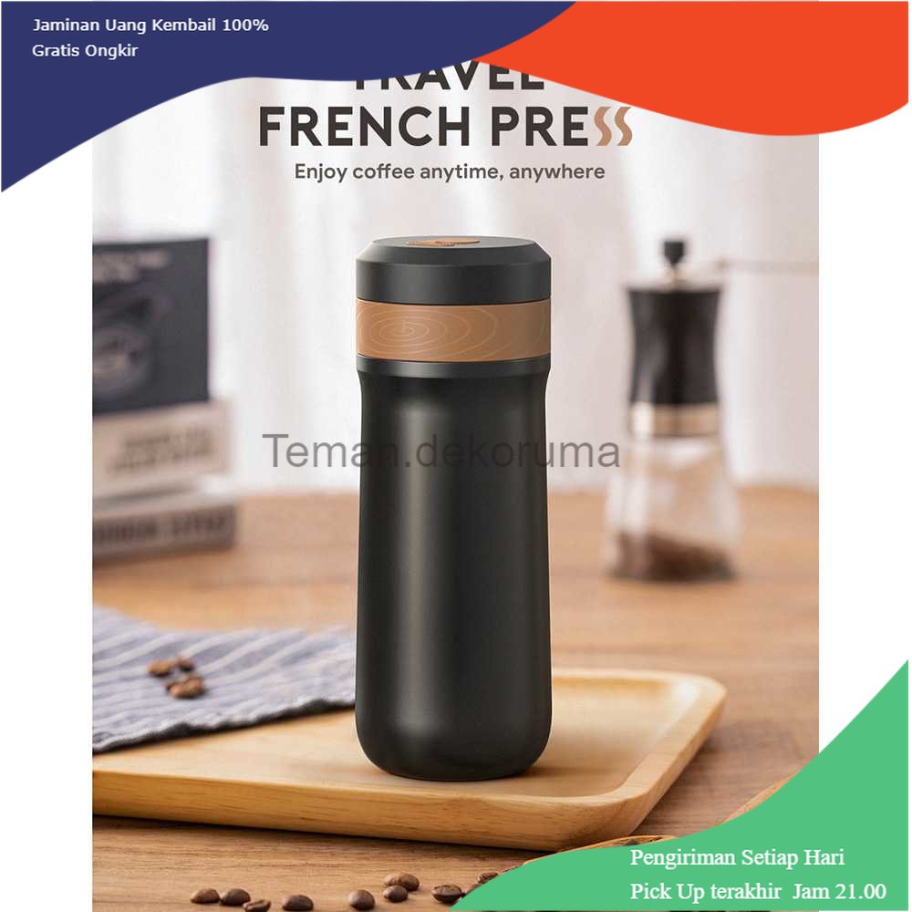 TD - DPR iCafilas Travel Mug Portable French Press Coffee Maker 320ml - F222-BK