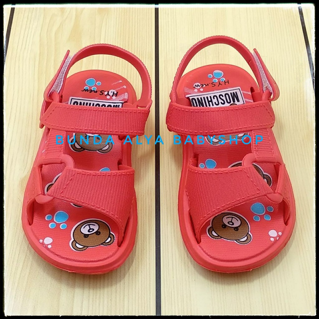 Sendal Anak Perempuan Elastis IMPORT Usia 3 4 5 6 Tahun Tali MERAH  - Sandal Anak Cewek Anti Licin Size 26 - 35