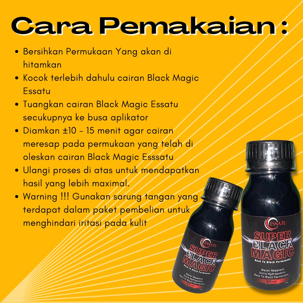 Essatu Super Black Magic Premium - Penghitam Plastik Body Motor, Trim Restorer &amp; Dasboard Mobil 60 ML