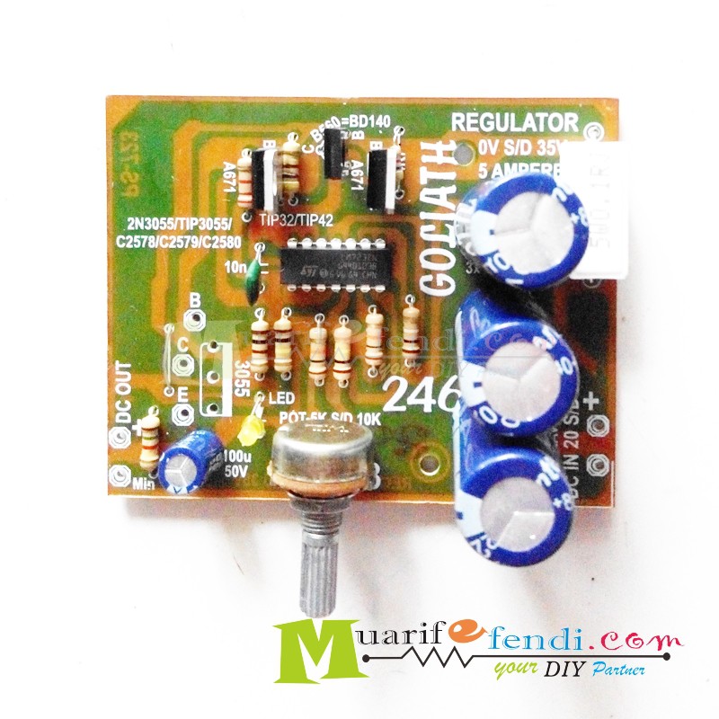 KIT Adjustable voltage Regulator LM723 0-35 volt 5Ampere GOLIATH