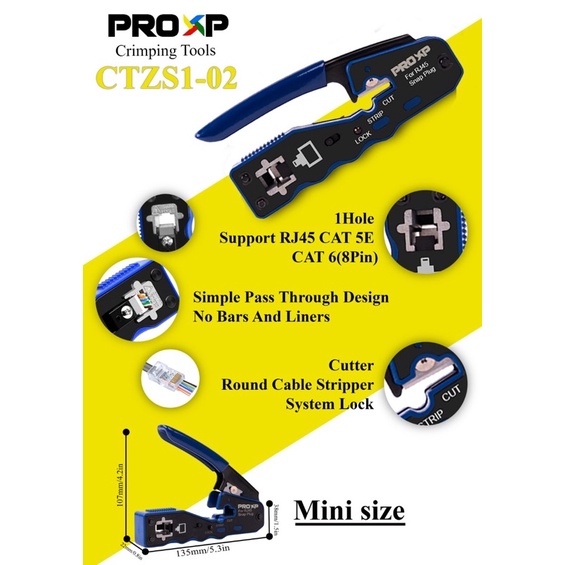 Proxp Ez Crimping Tool Ctzs 1-02 Rj45 Cat5 Cat6 Connector Hand Tools