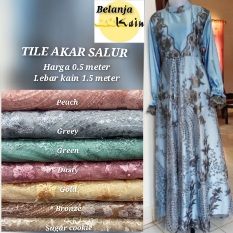 higt quality Kain Kebaya Brokat Tile Prancis Motif Akar Bunga Salur