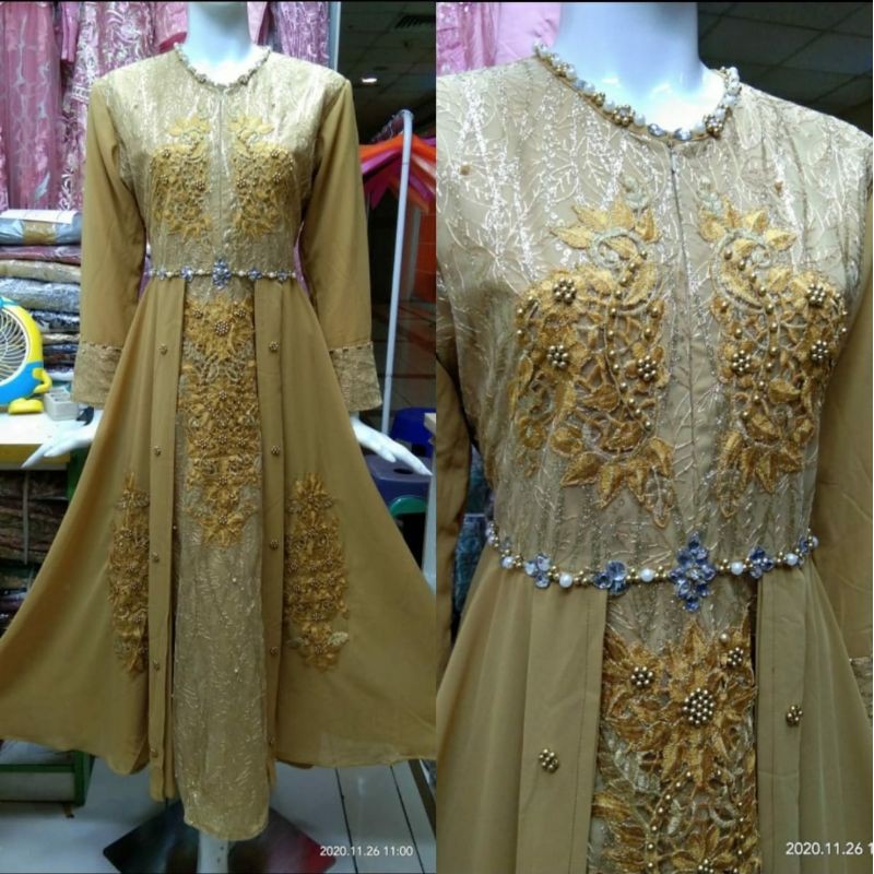 Gamis Pesta Avika mate Tile Bordir Payet Ceruty