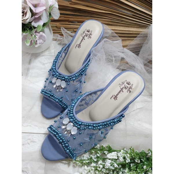 sepatu arsy ice blue tinggi 5cm kaca