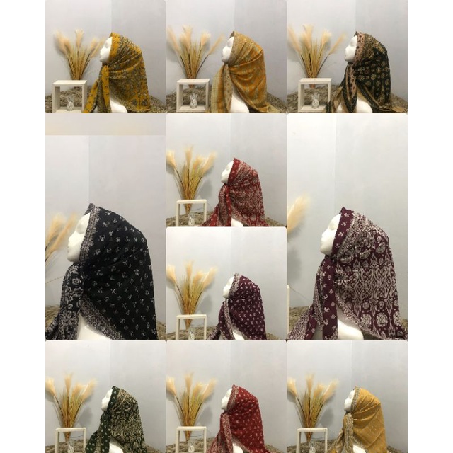 HIJAB MOTIF SONGKET+PIN BUTONSCARVES+POUCH POLOS