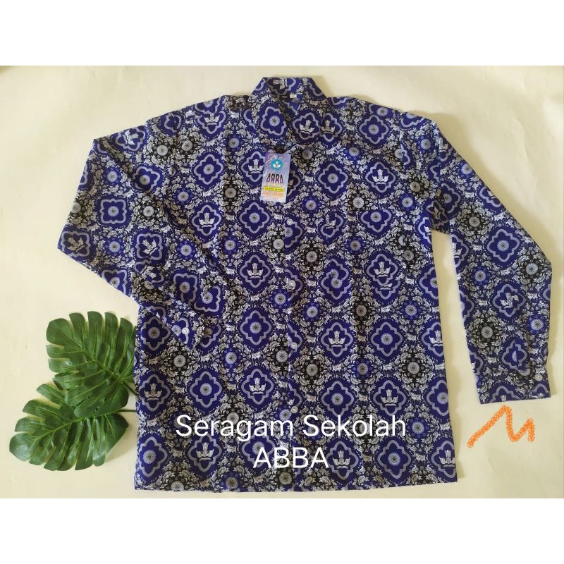 Batik Biru Nasional SD dan SMP Tunas Harapan Lengan Panjang Ready Stok