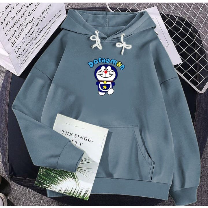 Doraemon Hoodie Jaket Hoodie Motif Doraemon Style Remaja Terbaru L XL XXL Sweater hodie wanita