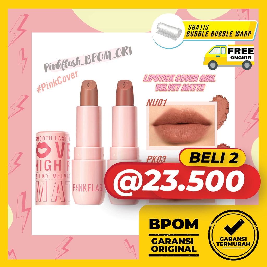 PINKFLASH PinkCover Cover Girl Velvet Matte Cream Lipstick High Pigment Lasting Silky Soft Smooth Creamy Not Dry Lipstik Pinkflash Lip Cream