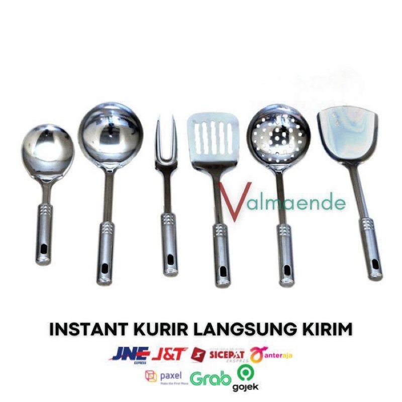 Spatula Set Sutil Sodet Serbaguna 7 in 1 GSF 4407 Stainless Steel Wajan Serbaguna Laddle