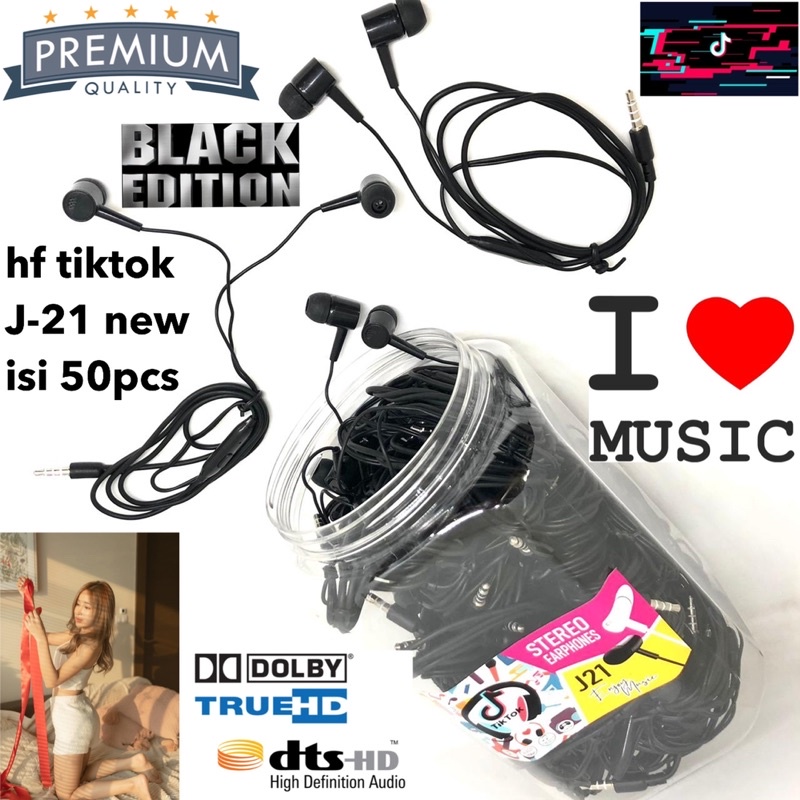 pertoples isi 50pcs grosir handsfree tiktok j21 new earphone pure bass