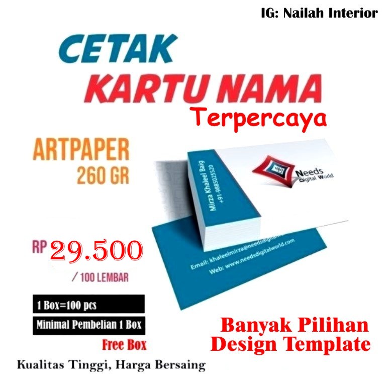 

Cetak Kartu Nama 2 Sisi Design Minimalis Modern +Bonus Box