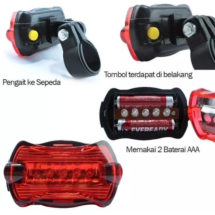 BAROKAH GAMIS BICYCLE LAMP WATERPROOF LAMPU BELAKANG SEPEDA LED ANTI AIR