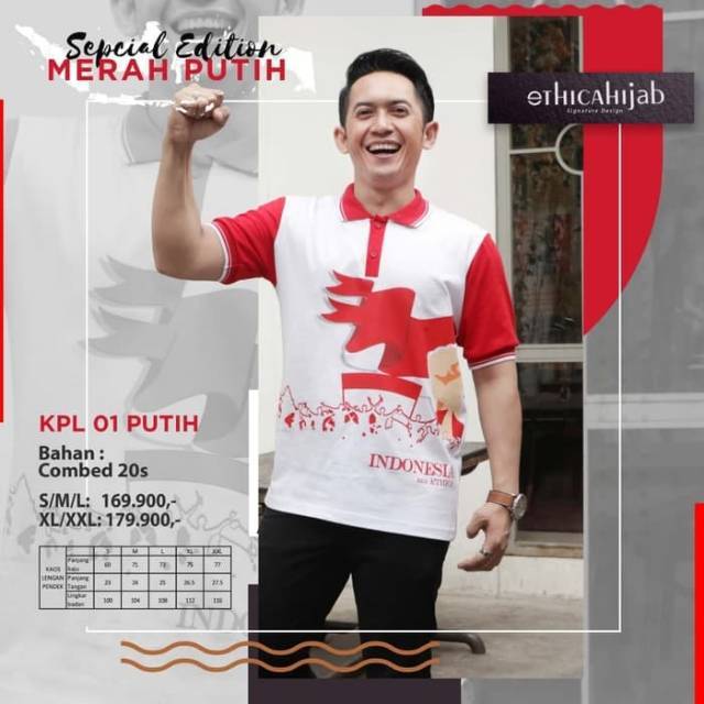 ATASAN MERAH PUTIH BAHAN KAOS PRIA II KPL 01 PUTIH II  ETHICA