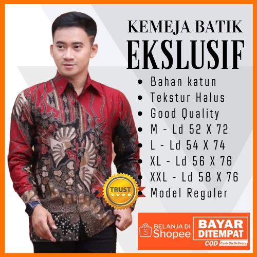 Atasan Batik Pria Lengan Panjang size M L XL XXL Seragam Kemeja Batik Sofia Pria Modern