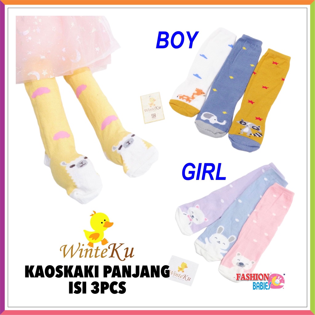 WINTEKU LONG SOCKS BABY | KAOS KAKI PANJANG WINTEKU ISI 3 ❤ Fashionbabies ❤