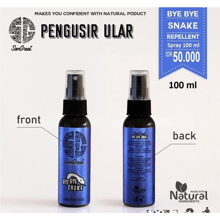 100 ml Bye Bye Snake Spray Pengusir Ular SanGreat Semprot 100% Ori Alami Aman Essential Oil