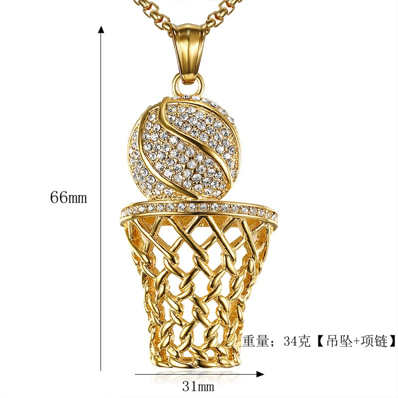 Hip Hop Basket Hias Zirkon Liontin Kalung Pria / Aksesoris Perhiasan Fashion