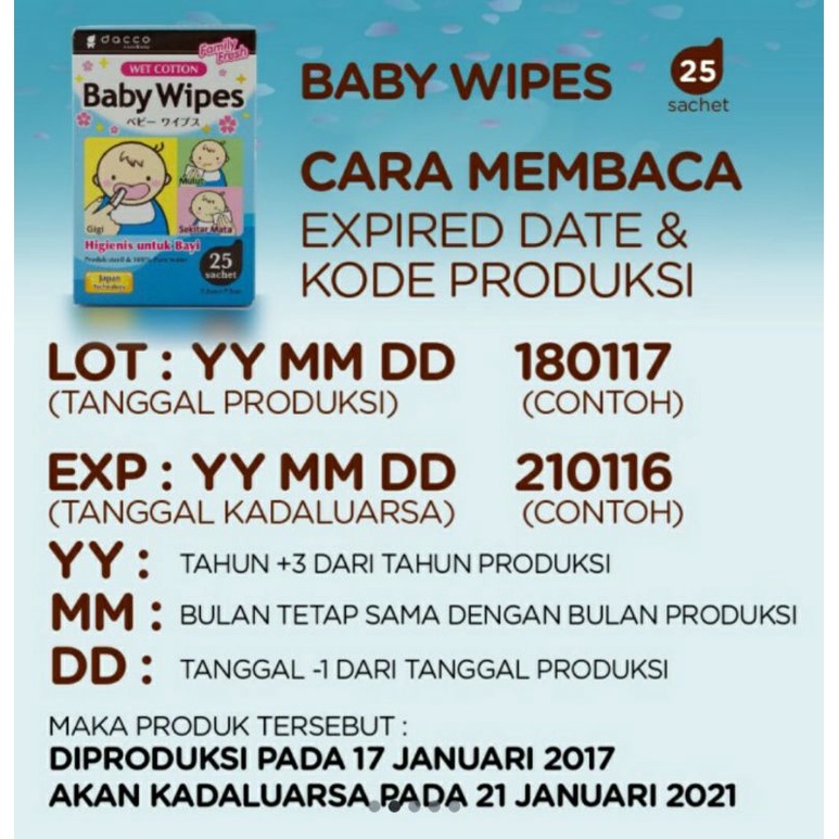 Eceran Dacco Baby Wipes / Tisu basah Steril foodgrade membersihkan gigi gusi bayi