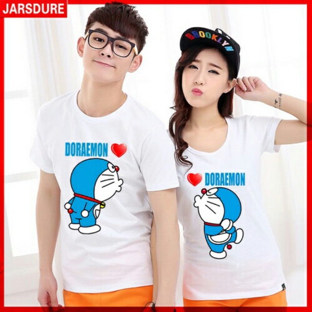 Kaos Couple Set Doraemon / T-Shirt / Pakaian Wanita / Pakaian Pria