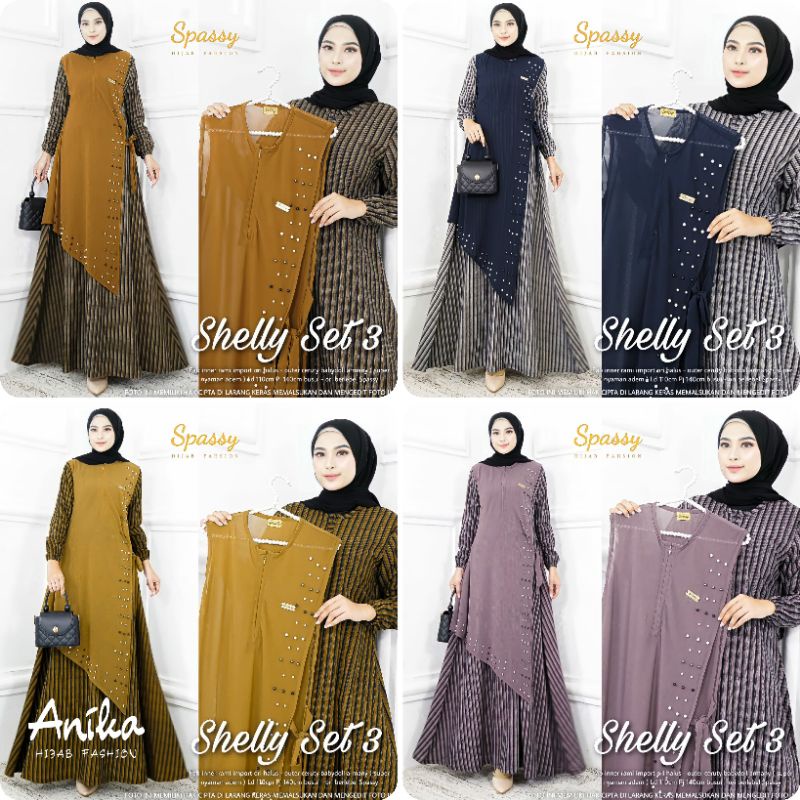 SHELLY SET 3 BY SPASSY. DRESS TERBARU ORIGINAL BERLABEL. FASHION HIJAB TERBARU