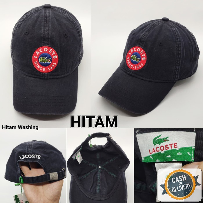 Topi Pria Baseball Polos Keren Murah  Distro Automic Bandung Hita FK897  Lacoste Logo Bulat - Hita