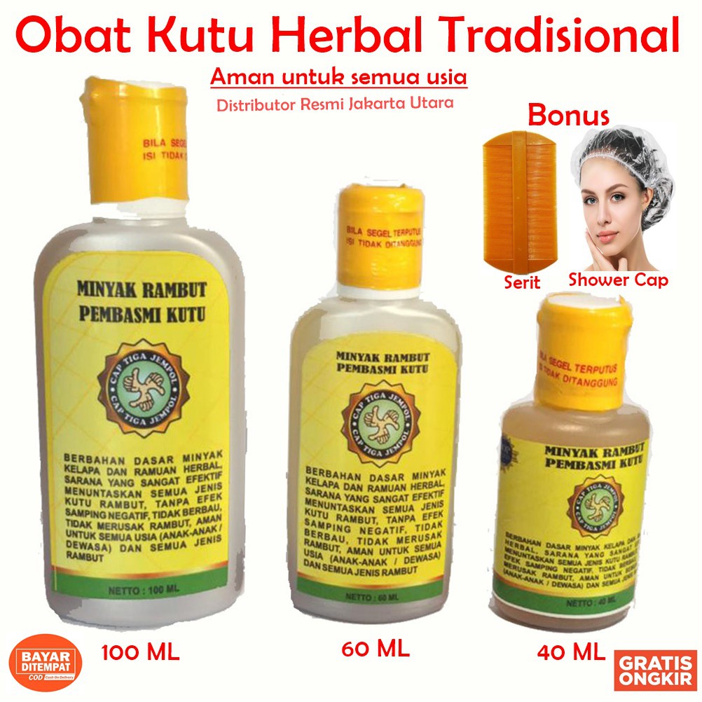 MANJUR Minyak rambut OBAT KUTU TERAMPUH AMAN Semua Usia Herbal Alami Tradisional BONUS SeritsowerCAP