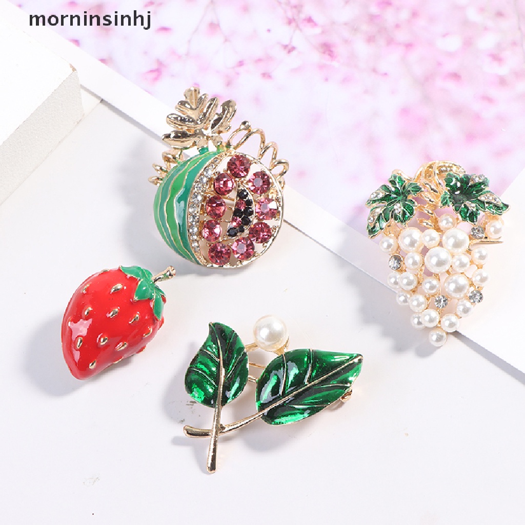 Mornin 1pc Bros Bentuk Buah Bahan Alloy Aksen Mutiara