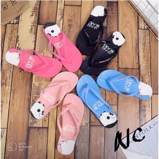 ( BISA COD ) SANDAL JEPIT SENDAL SPON TERBARU MOTIF WE ARE BEAR LUCU IMUT BISA GROSIR