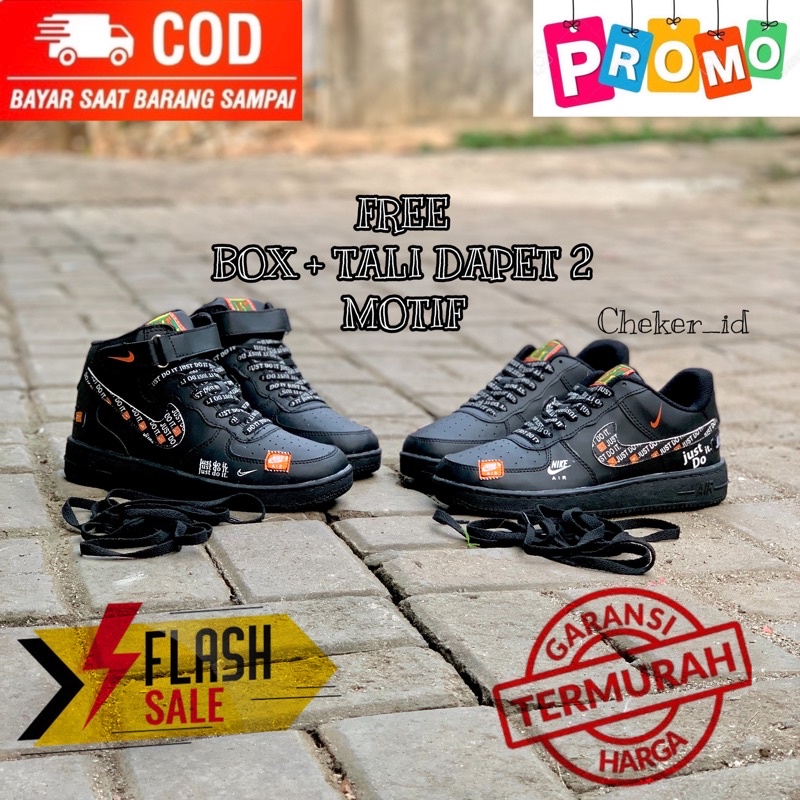 CEWEK &amp; COWOK SEPATU JUST DO IT FULL BLACK FULL HITAM POLOS ATAU PUTIH POLOS WHITE SEPATU NK A1R FORC3 1 SEPATU PENDEN &amp; SEPATU TINGGI HIGT MID LOW LV8 SNEAKERS WANITA DAN PRIA SEPATU