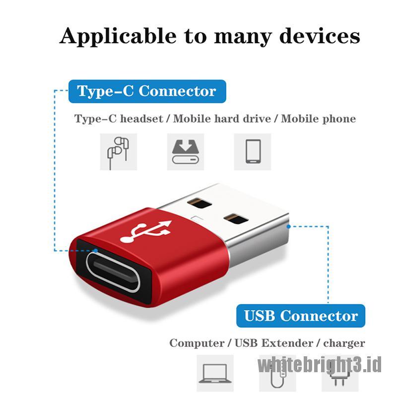 &lt; White3 &gt; 1pc Adapter Konverter USB 3.1 Tipe C Female Ke USB 3.0 Tipe A Male