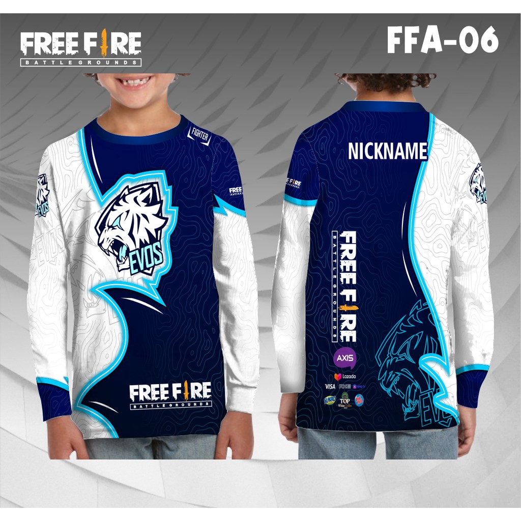 Jual Jersey e sport anak free fire evos baju game kaos gamer ff lengan