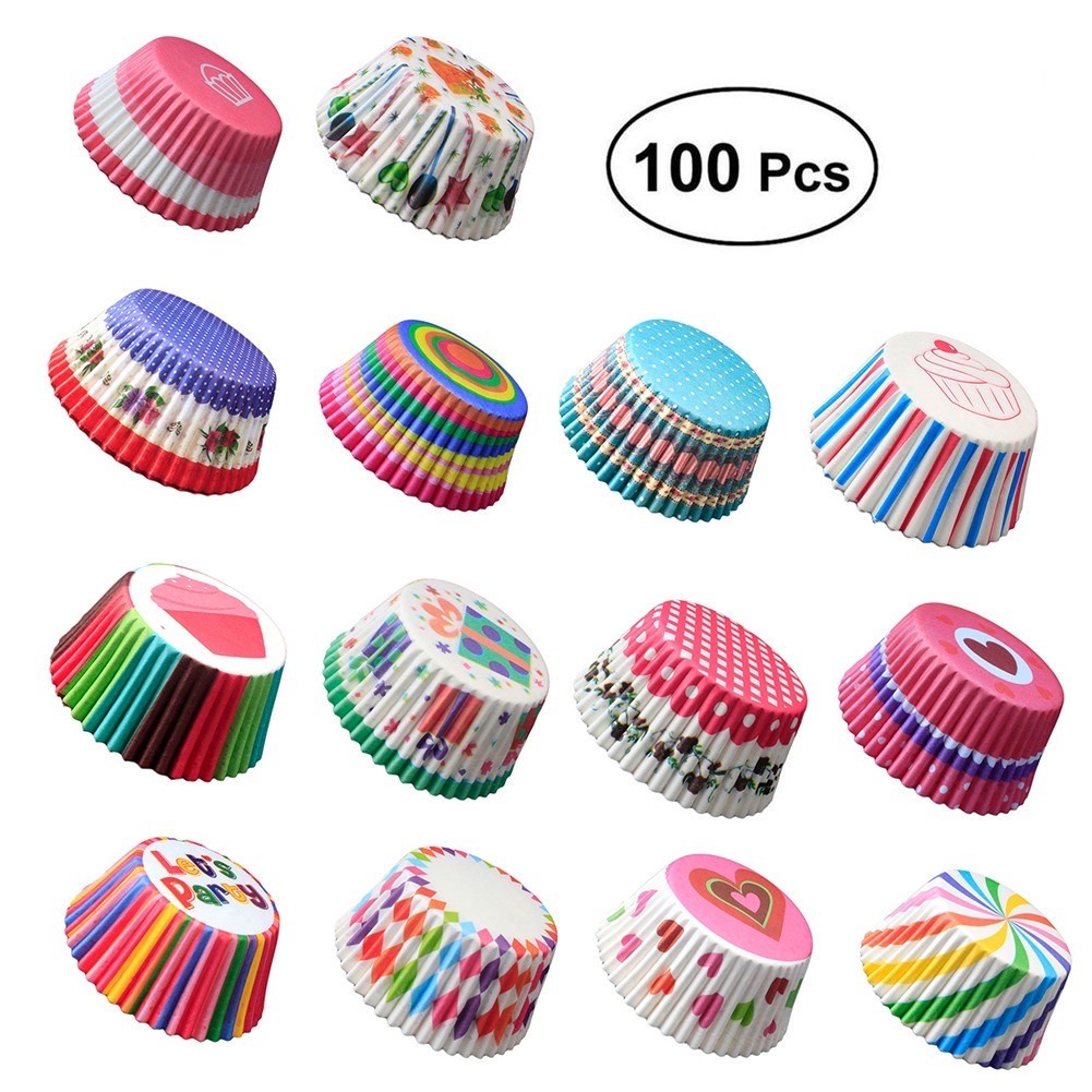 100 pcs Cupcake paper Bungkus Kue Muffin cupcake Kertas Cangkir Kue Kotak Cupcake Liner Dapur Baking Aksesoris Kue