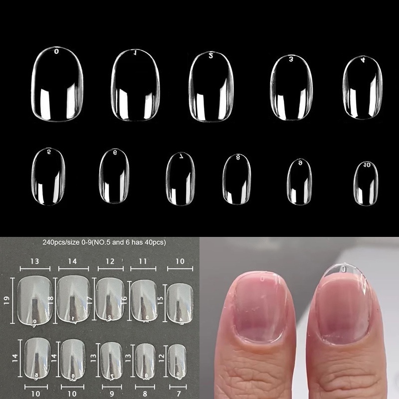 Short Round Fake Nails 500Pcs Kuku Palsu Short Oval Short Oval Nails Kuku Nail Transparan Oval Palsu