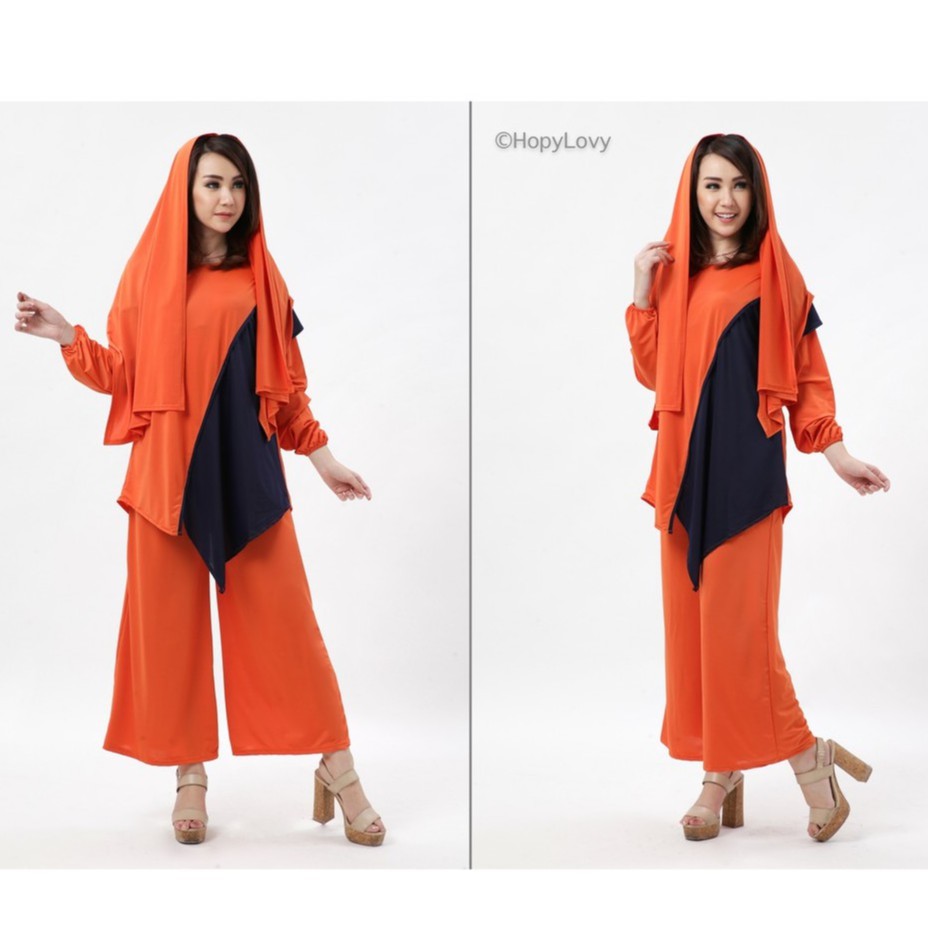 HOPYLOVY SALE - Setelan Wanita Fashion Muslim Tefity Set bahan Jersey