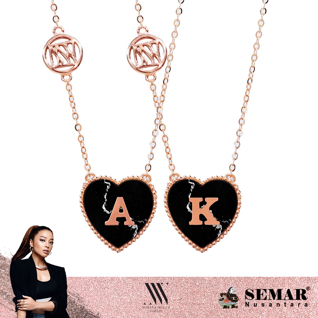 Nikita Willy Gold Kalung Emas Renaissance Vasari Love Black Marble - Necklace 17K Semar Nusantara