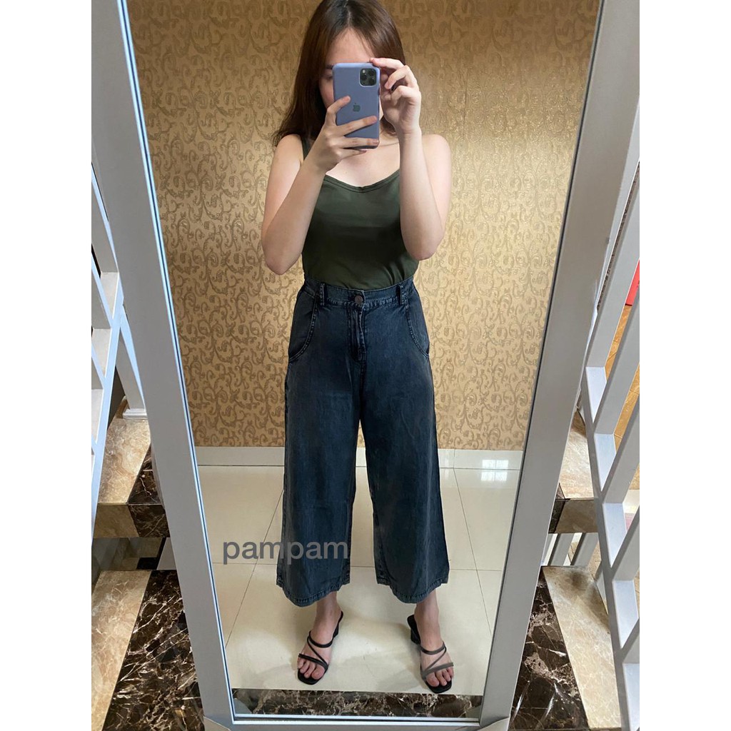 Kulot 7/9 boyfriend jeans snow hitam snow black allsize fit to L