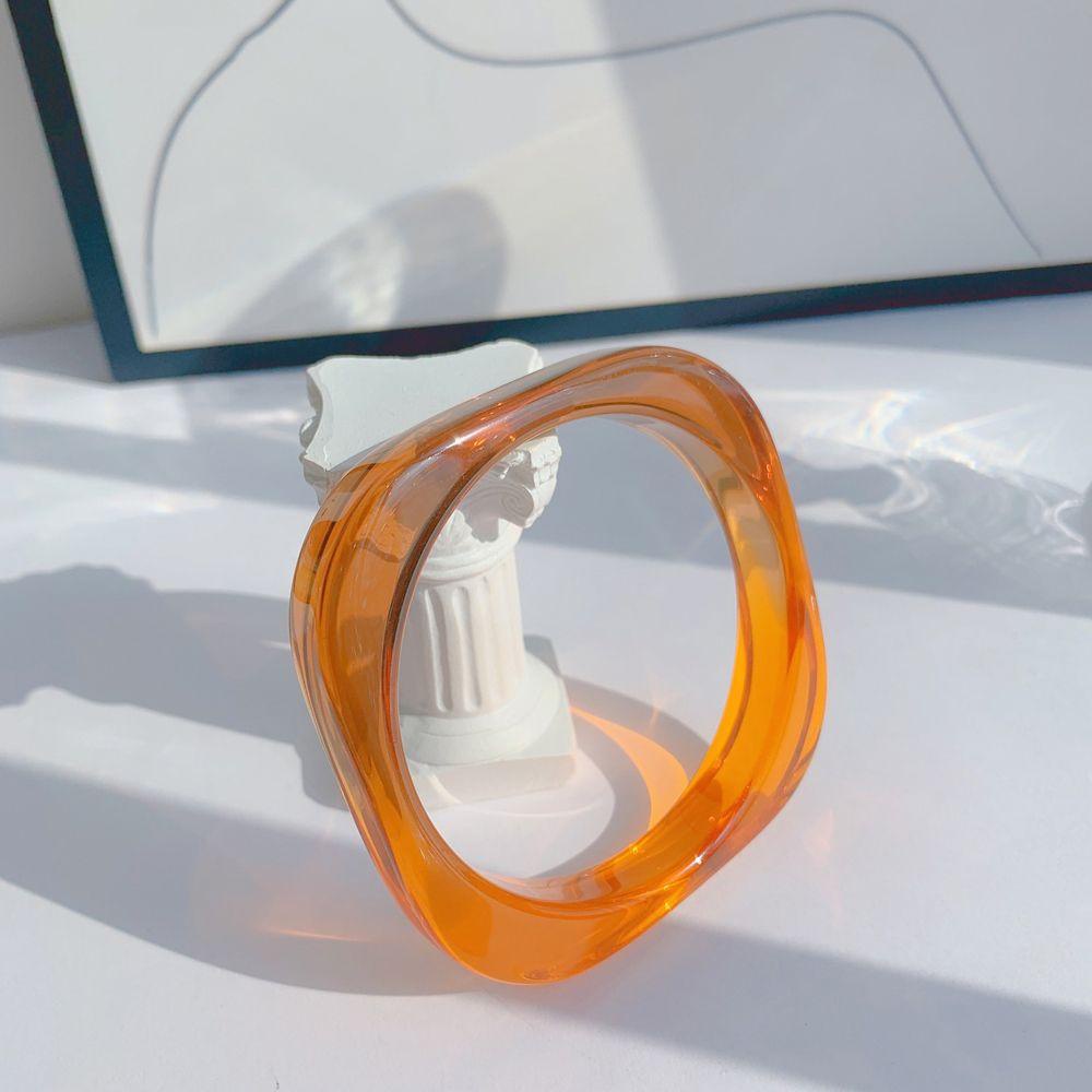 Needway Wanita Gelang Gradien Korea Jelly Pesta Terbuka Gelang Geometris Tebal Cewek Lebar Gelang