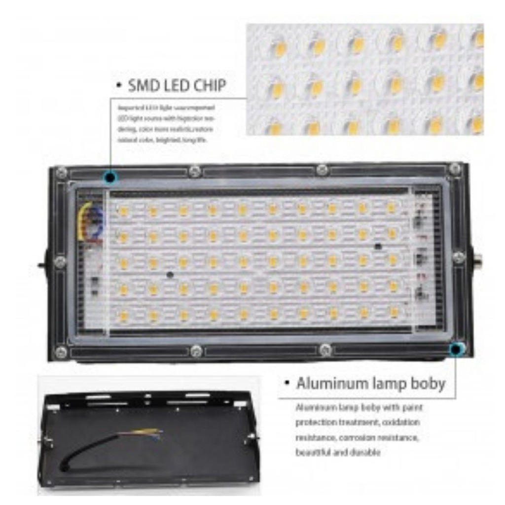 Lampu Sorot Kotak LED Waterproof 4500 Lumens 50 W Terang A8 111107