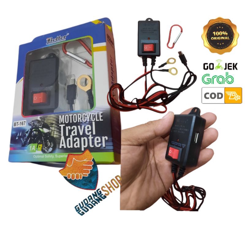 Charger Hp  di Motor - Motorcycle Travel Adapter